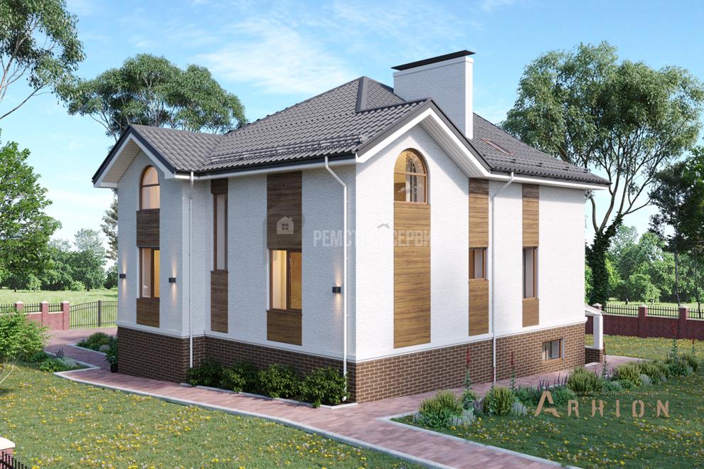 4. Проект одноэтажного дома в скандинавском стиле с многоскатной кровлей, t-60-01, площадью - 265 кв c цокольным этажом, мансардой, сауной, балконом